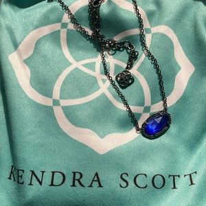 Custom Kendra Scott black necklace with blue stone